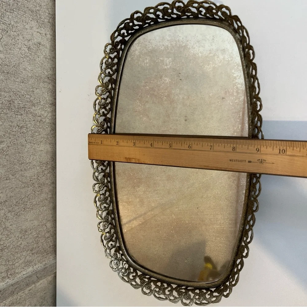 Vintage Ornate Filigree Gold Decorative Wall Mirror